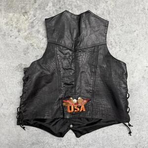 Vintage 90s Harley Davidson Leather Biker Vest